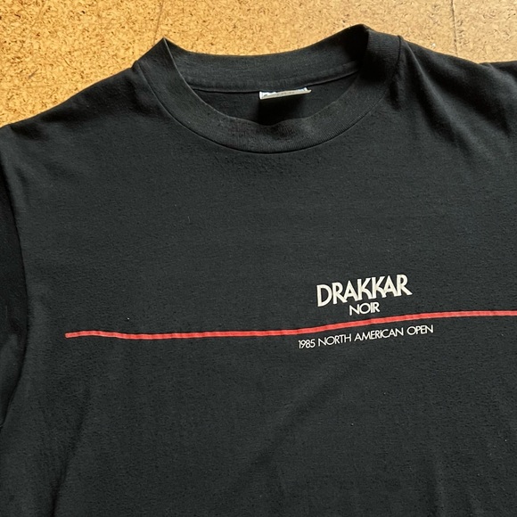 Vintage Hanes 50-50 Drakkar Noir 1985 Open t-shirt - Picture 1 of 3